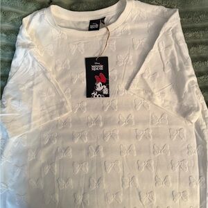 Disney Minnie Mouse White Bow Pattern Top